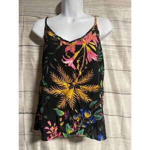Cynthia Rowley Womens Black Floral Camisole Top XS 100% Rayon Lightweight